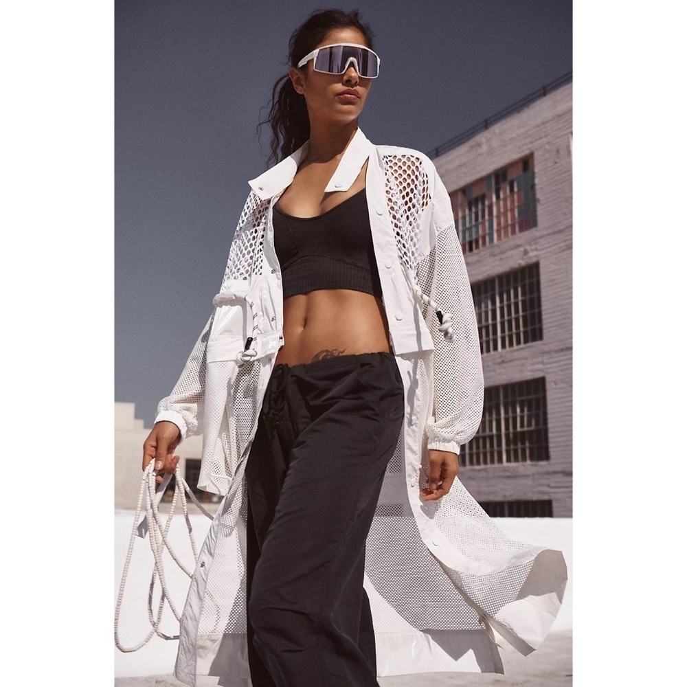 NWT Free People Movement Mesh Convertible Trench Jacket White Small
